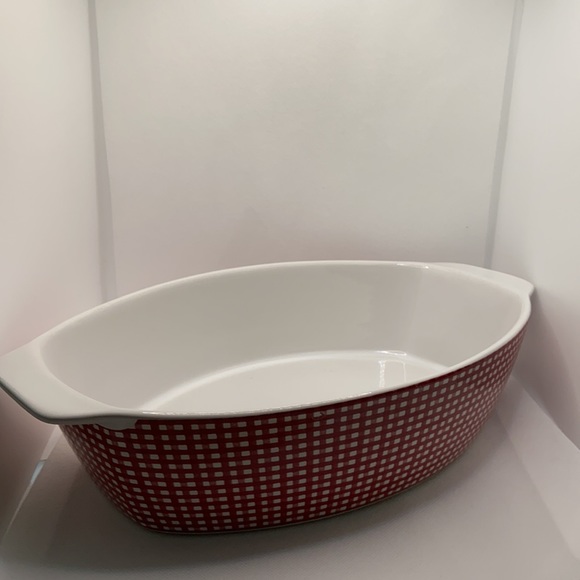 Cerutil Stoneware Oven to Table Red White Checkered Casserole Baking Portugal - Picture 11 of 11
